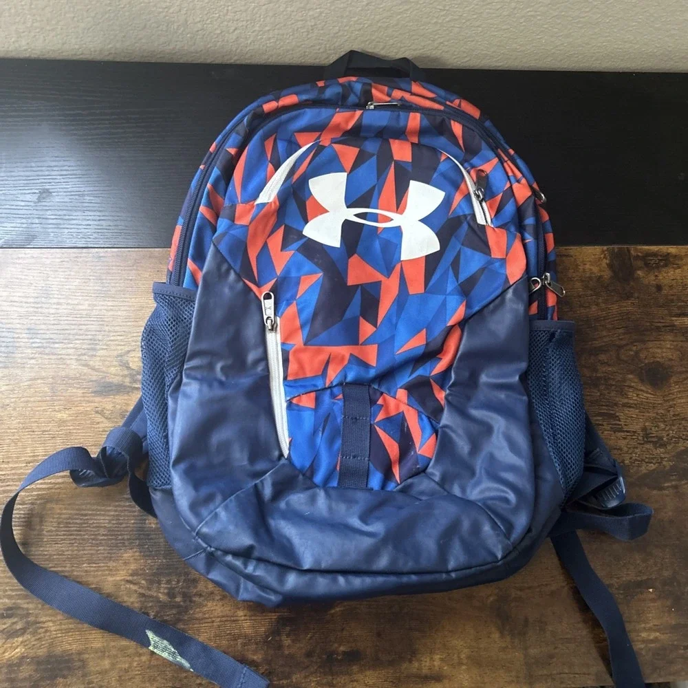 Under Armour Backpack Geo Blue Orange Ipad/Laptop Sleeve See Desc